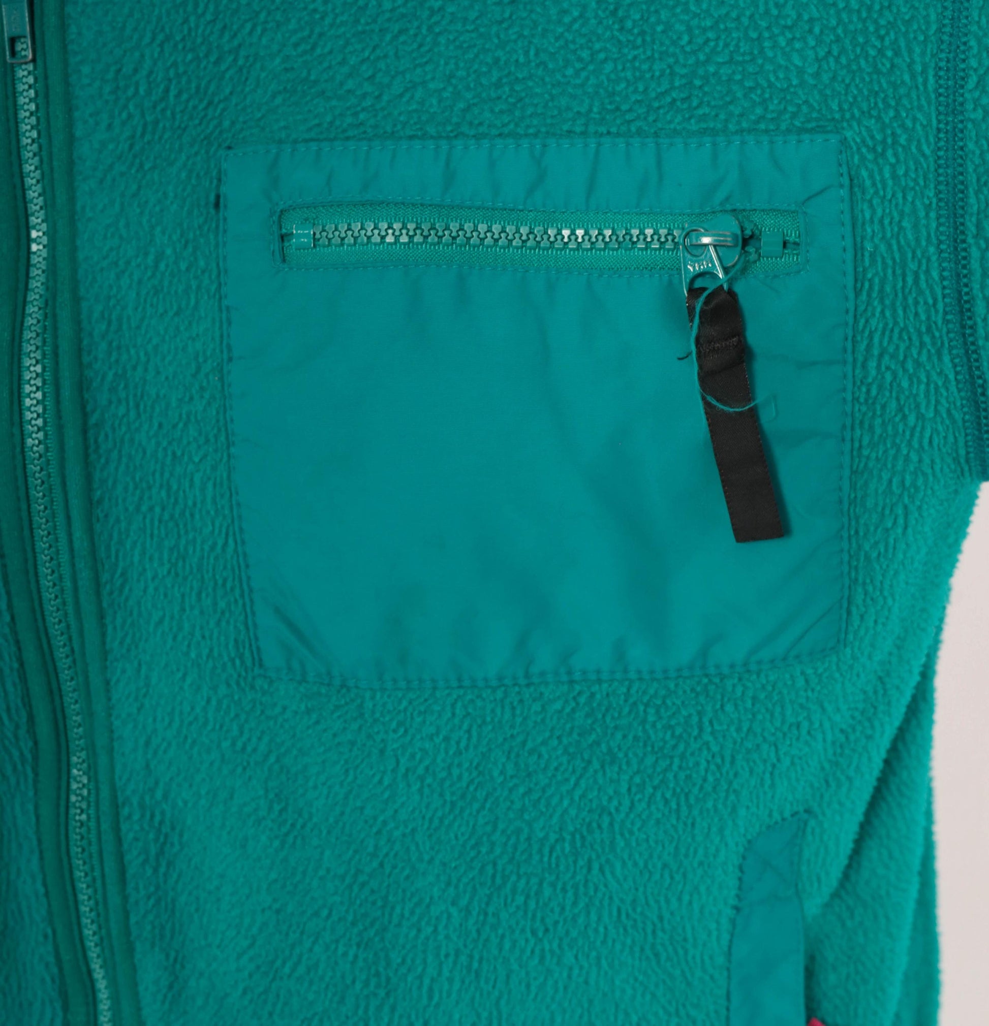 90s Patagonia Teal Fleece Full Zip Jacket Pink Trim Large L
