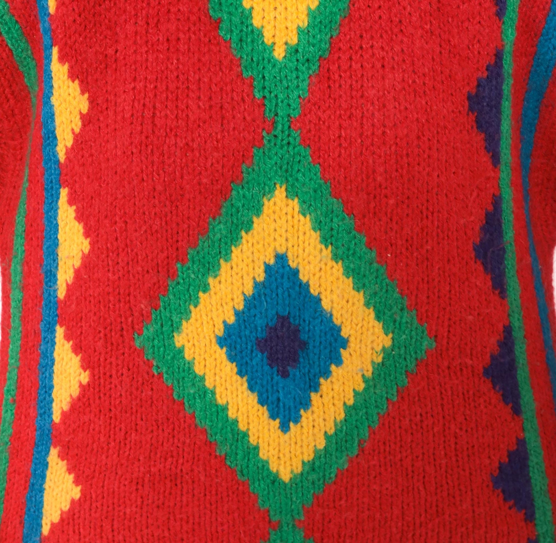 90s Willow Bay Southwestern Diamond Knit Pullover Red Green Blue Medium