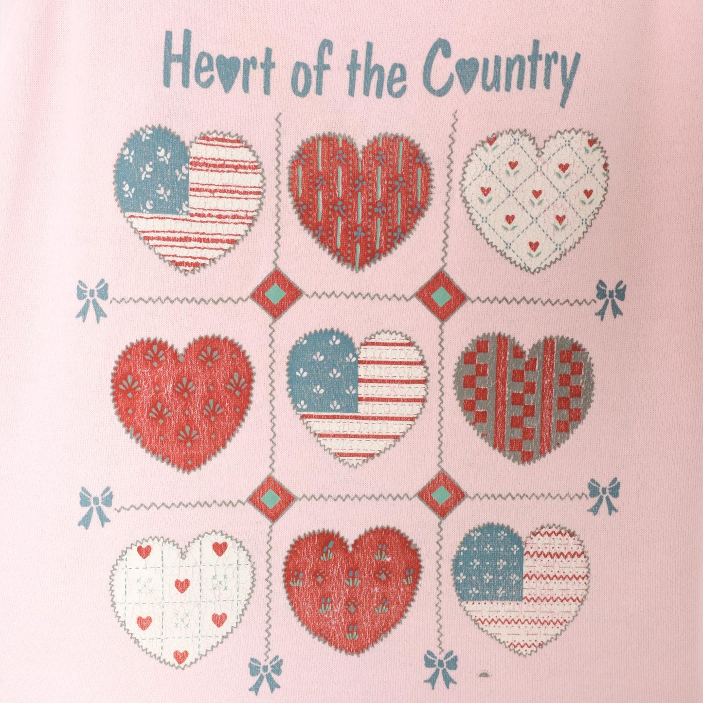 90s Heart of the Country Pink Patchwork Sweatshirt Raglan Cotton Medium M