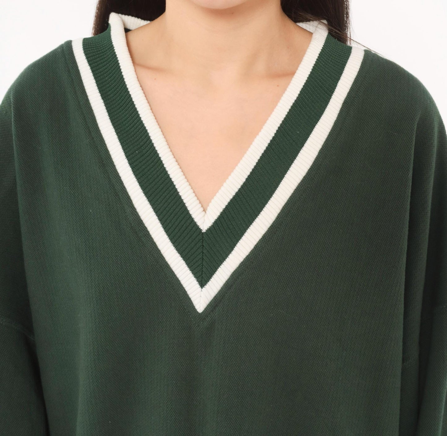 90s Pluma Forest Green V-Neck Sweater Striped Collegiate Tennis Extra Large XL