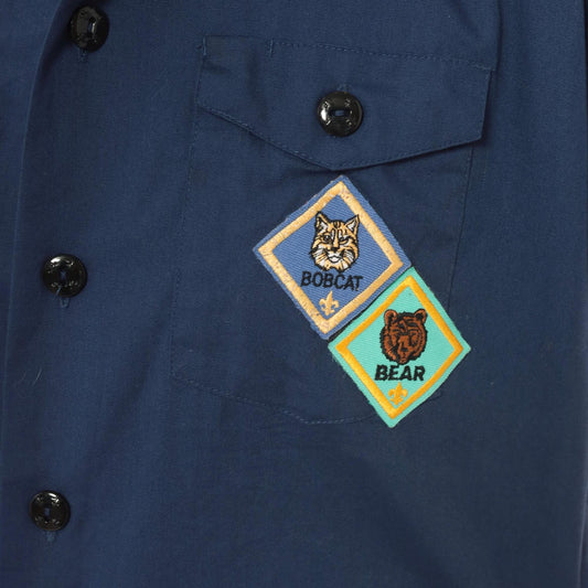 90s Boy Scouts of America Navy Uniform Shirt Bobcat Bear Patches Small