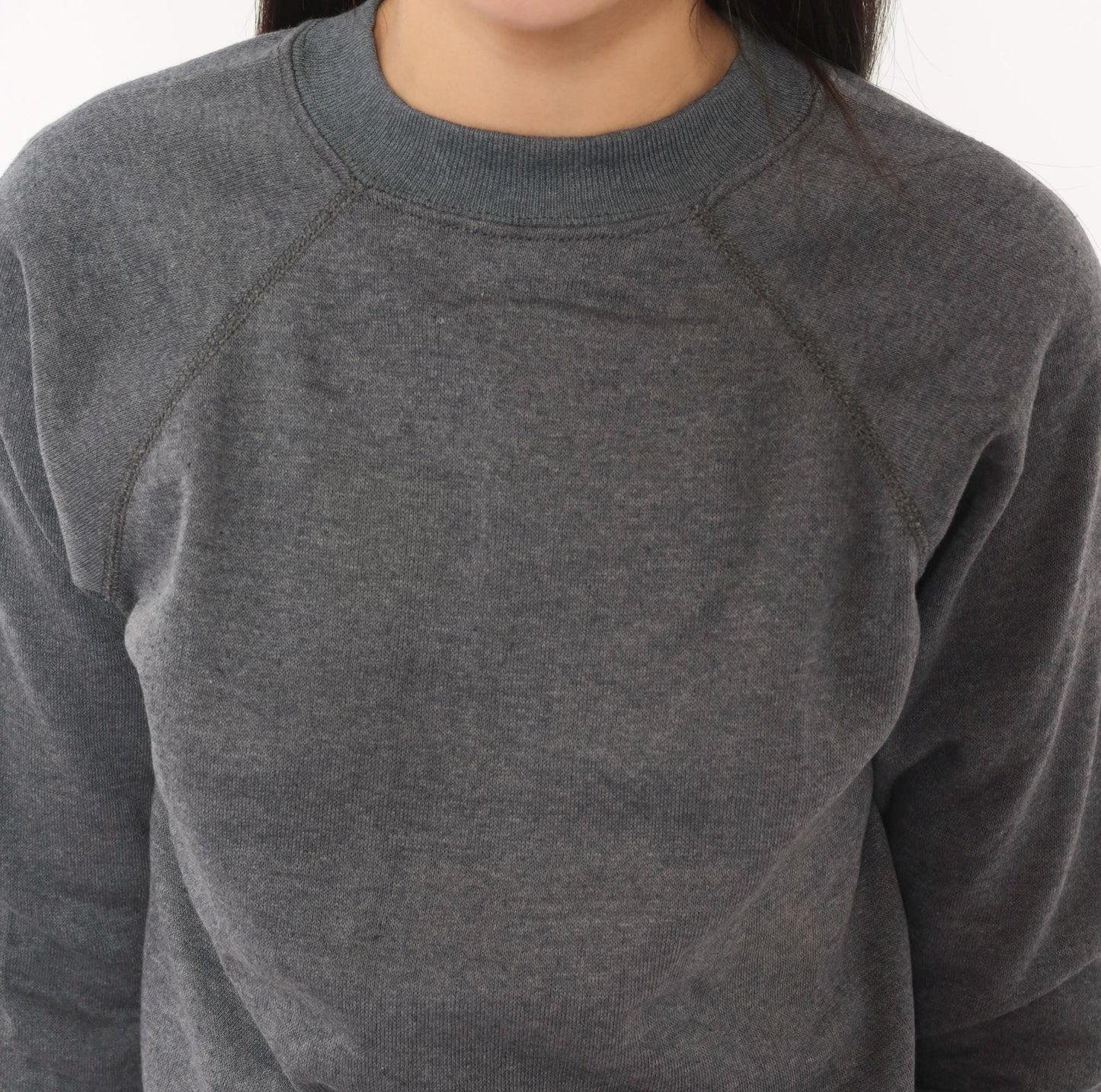 80s Charcoal Grey Raglan Sweatshirt Crewneck Cotton Pullover Small S