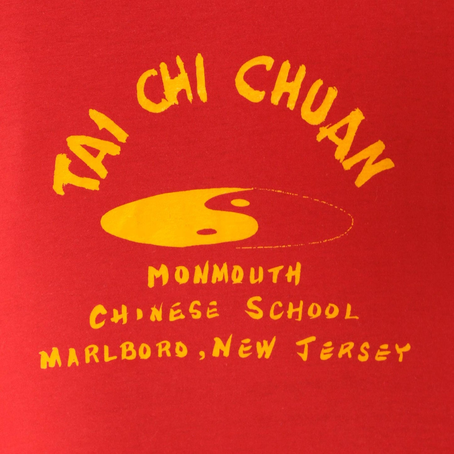 90s Screen Stars Tai Chi Chuan Graphic Tee Red Yellow Yin Yang Extra Large XL