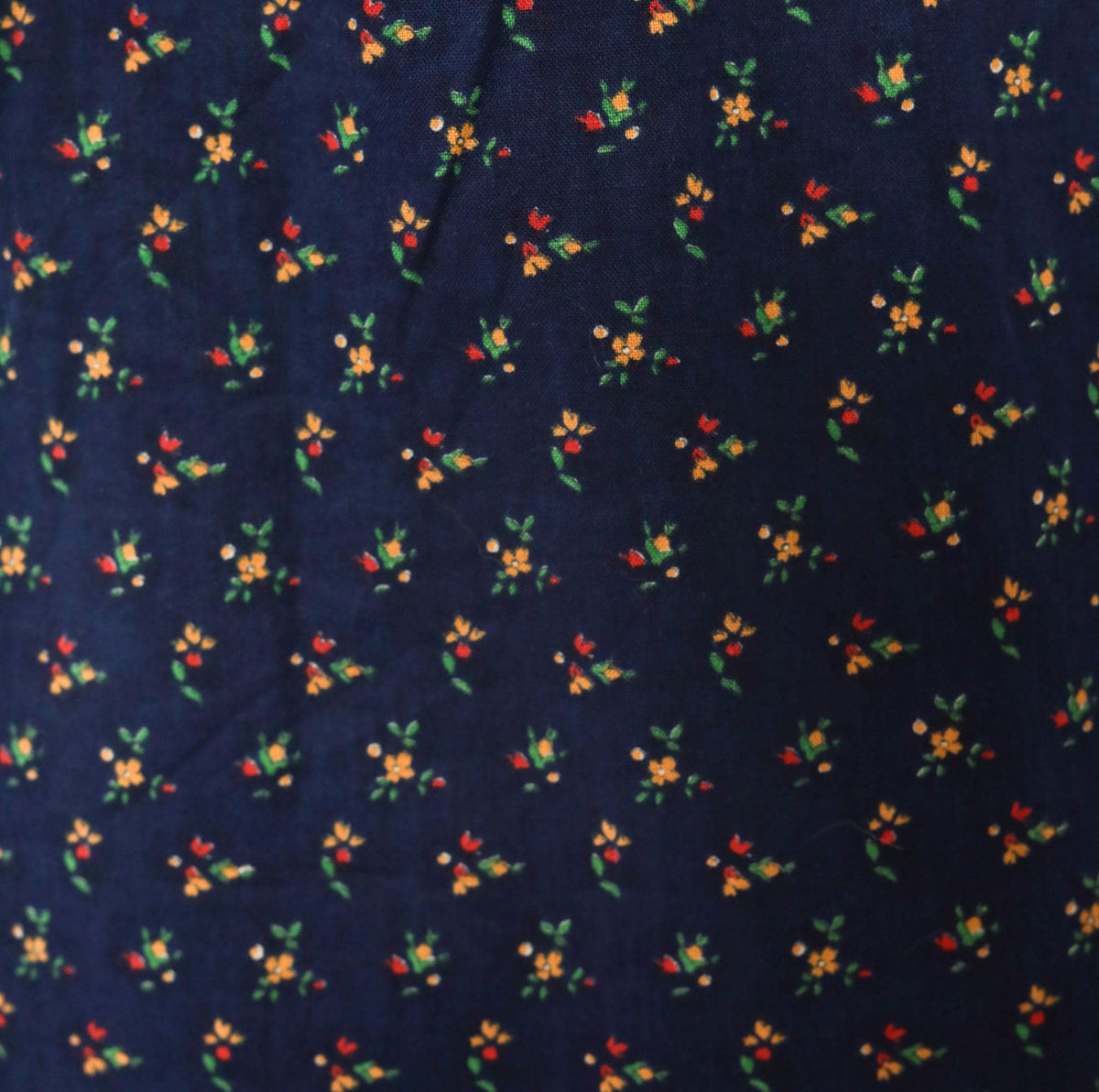 70s Faa 1st American Apparel Floral A-Line Skirt Navy Cotton Knee Length Large
