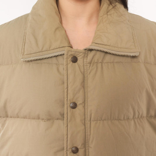 80s Tan Puffer Vest Sears Snap Front Quilted Down Gilet Plus Size XXL