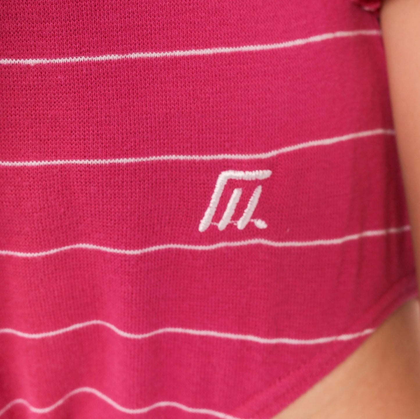 80s Pink White Striped Bodysuit Deep V-Neck Dolman Sleeve Snap Crotch Large L