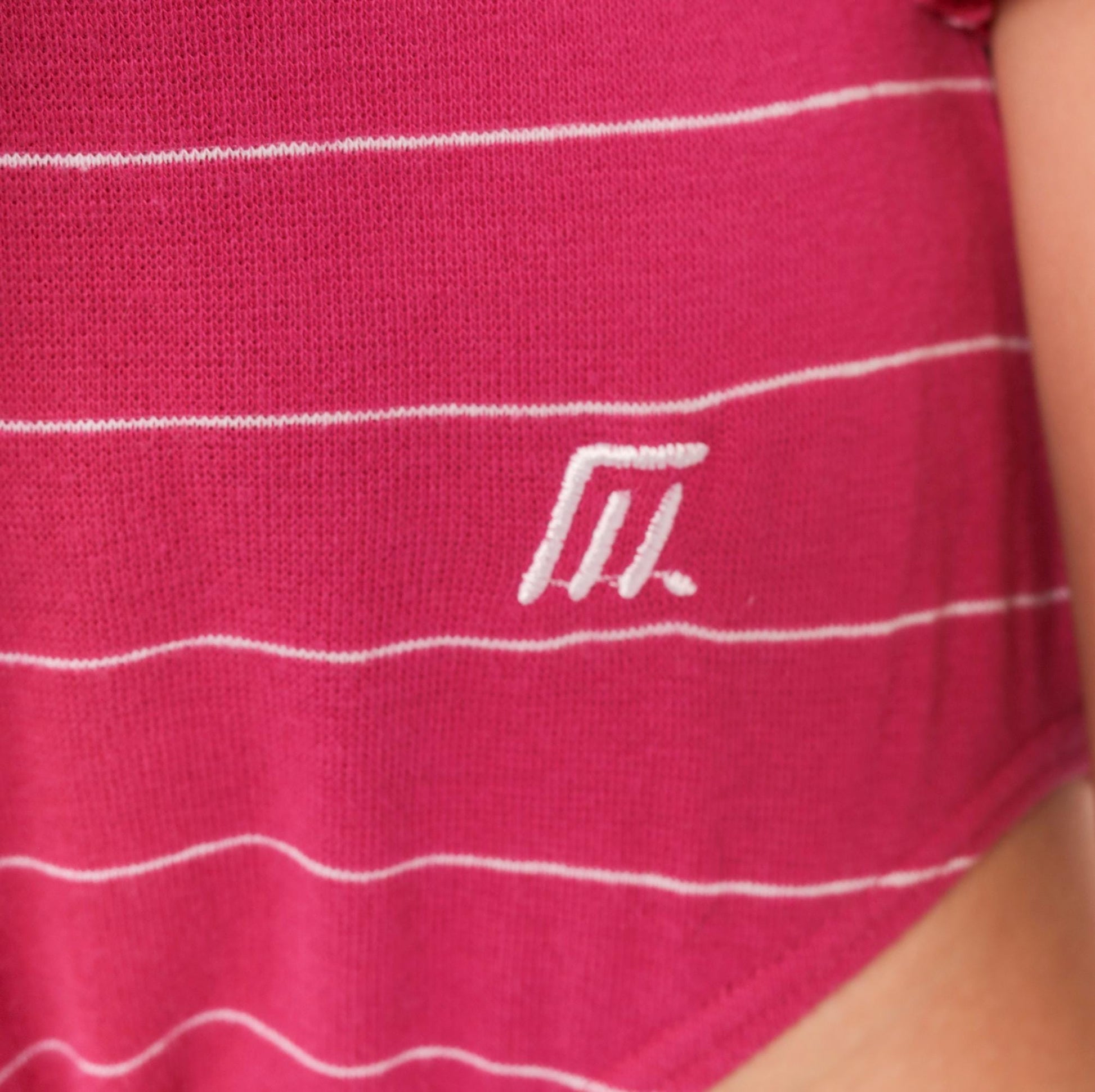 80s Pink White Striped Bodysuit Deep V-Neck Dolman Sleeve Snap Crotch Large L