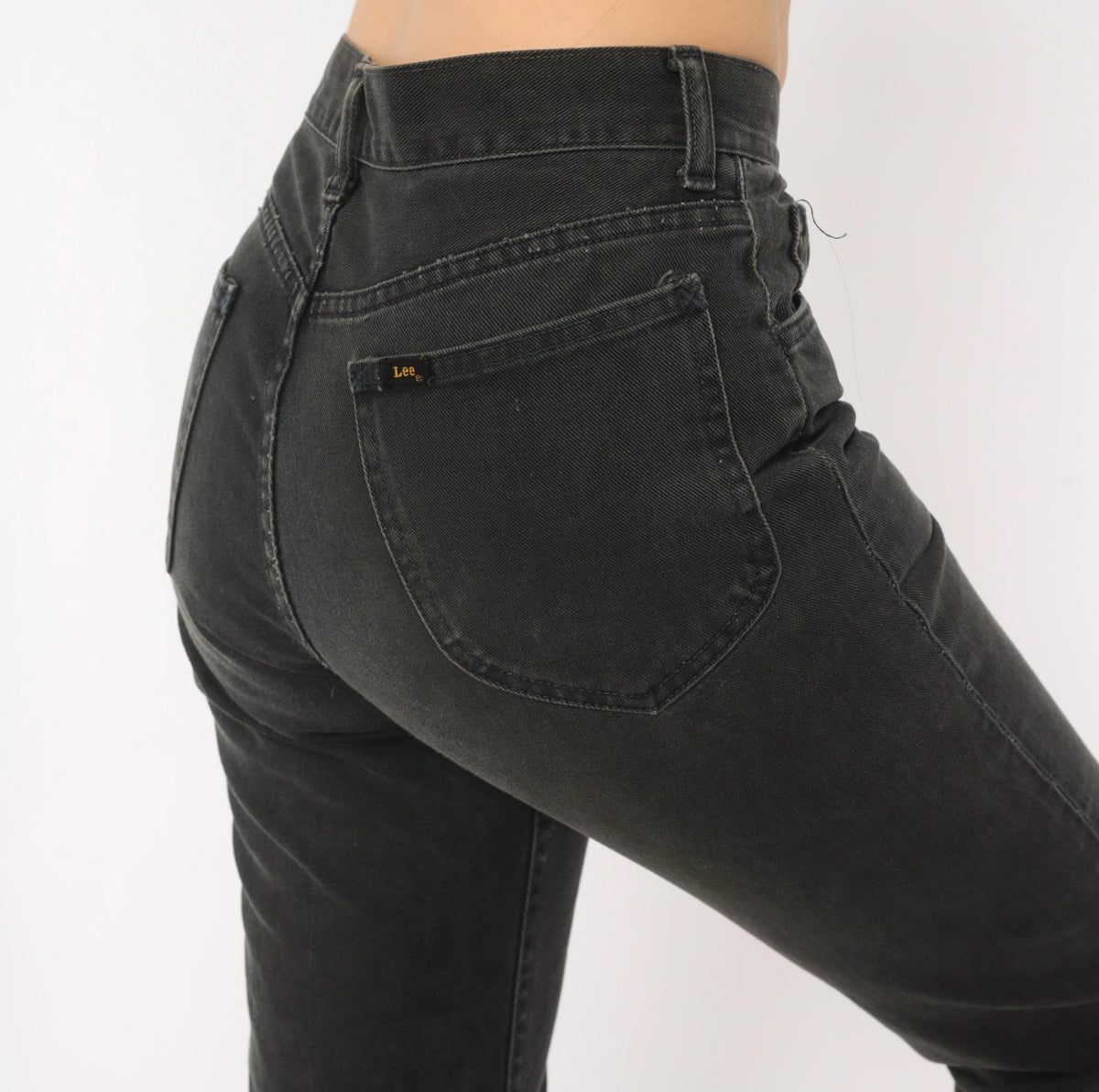 80s Lee High Waisted Straight Leg Jeans Black Denim Small S