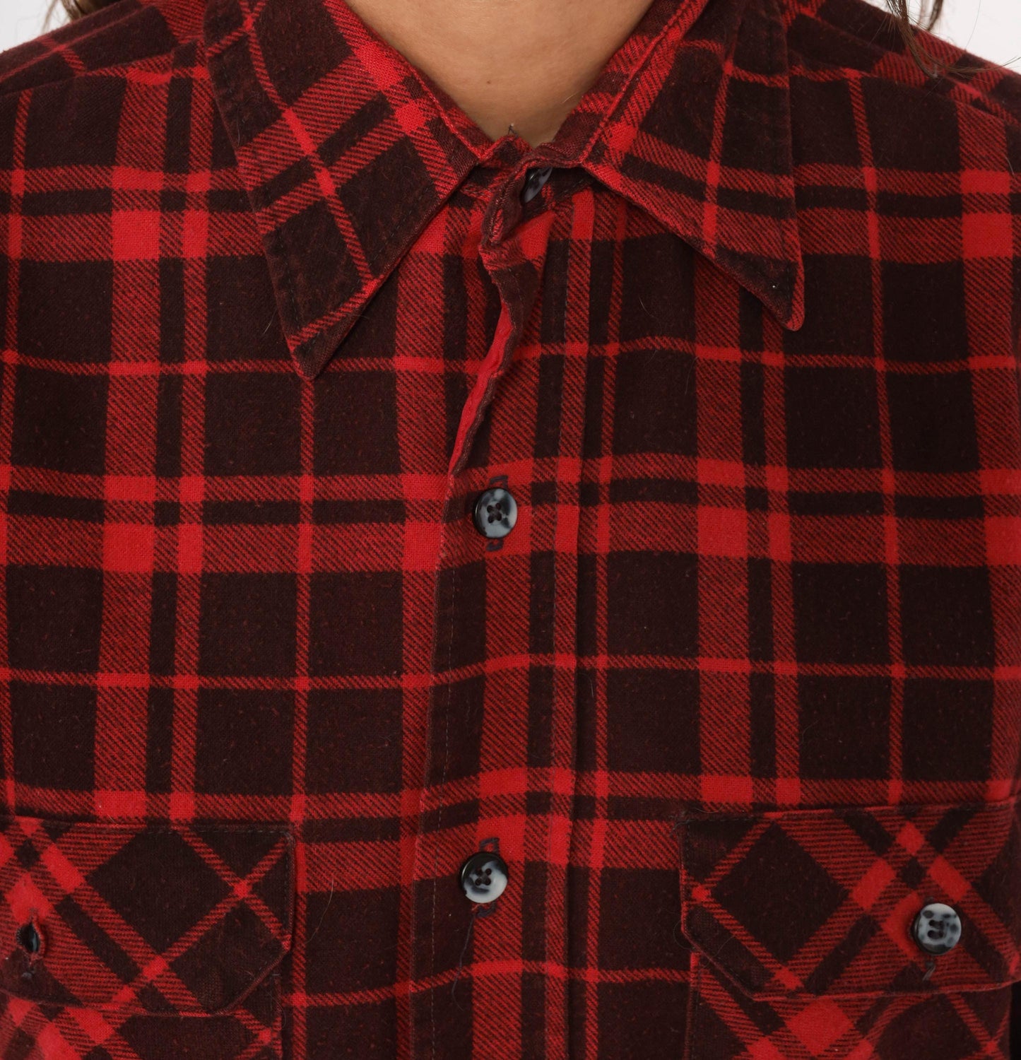 80s Fieldmaster Plaid Flannel Shirt Red Black Quilted Lined Medium