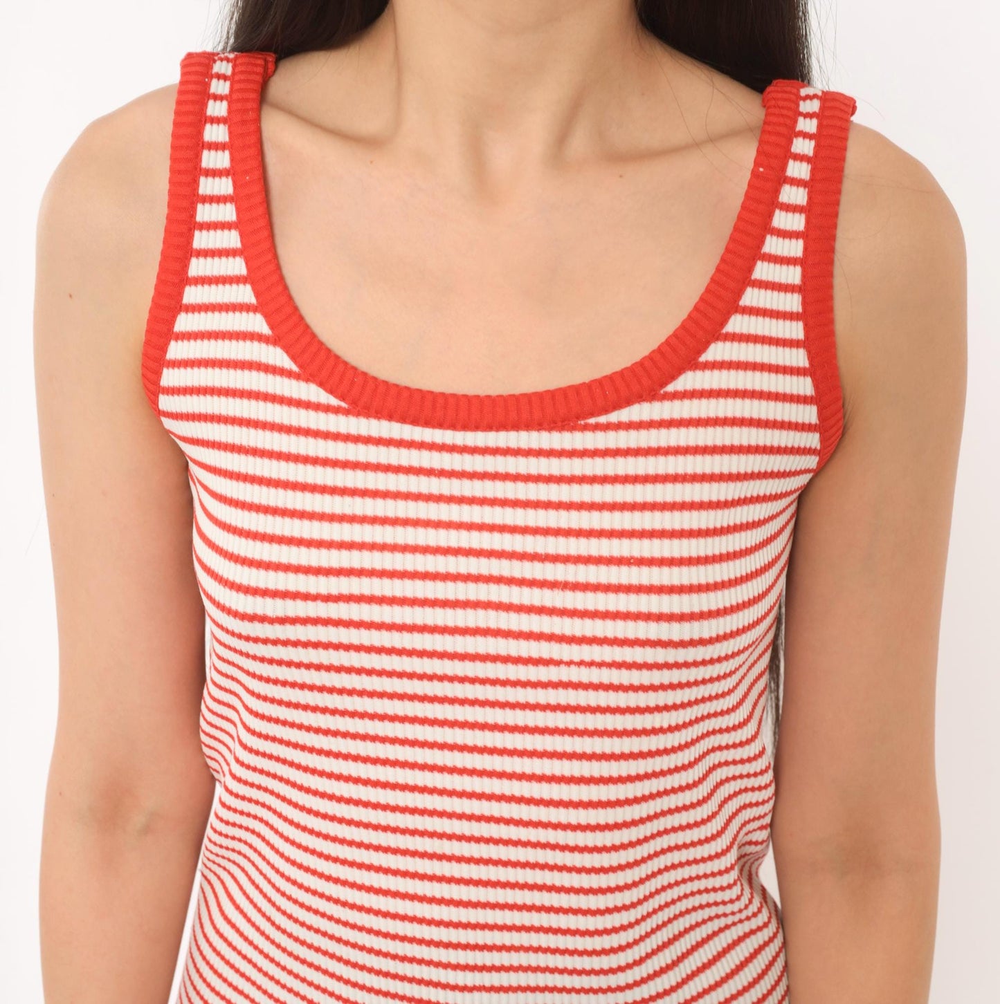70s Exclusive Designs by Donnkenny Striped Tank Top Red White Scoop Neck Small
