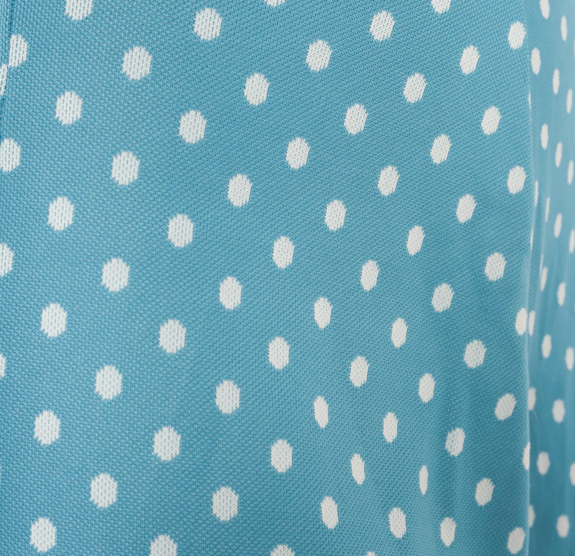 70s Teal Polka Dot A-Line Skirt White Spots Button Back Knee-Length Extra Small