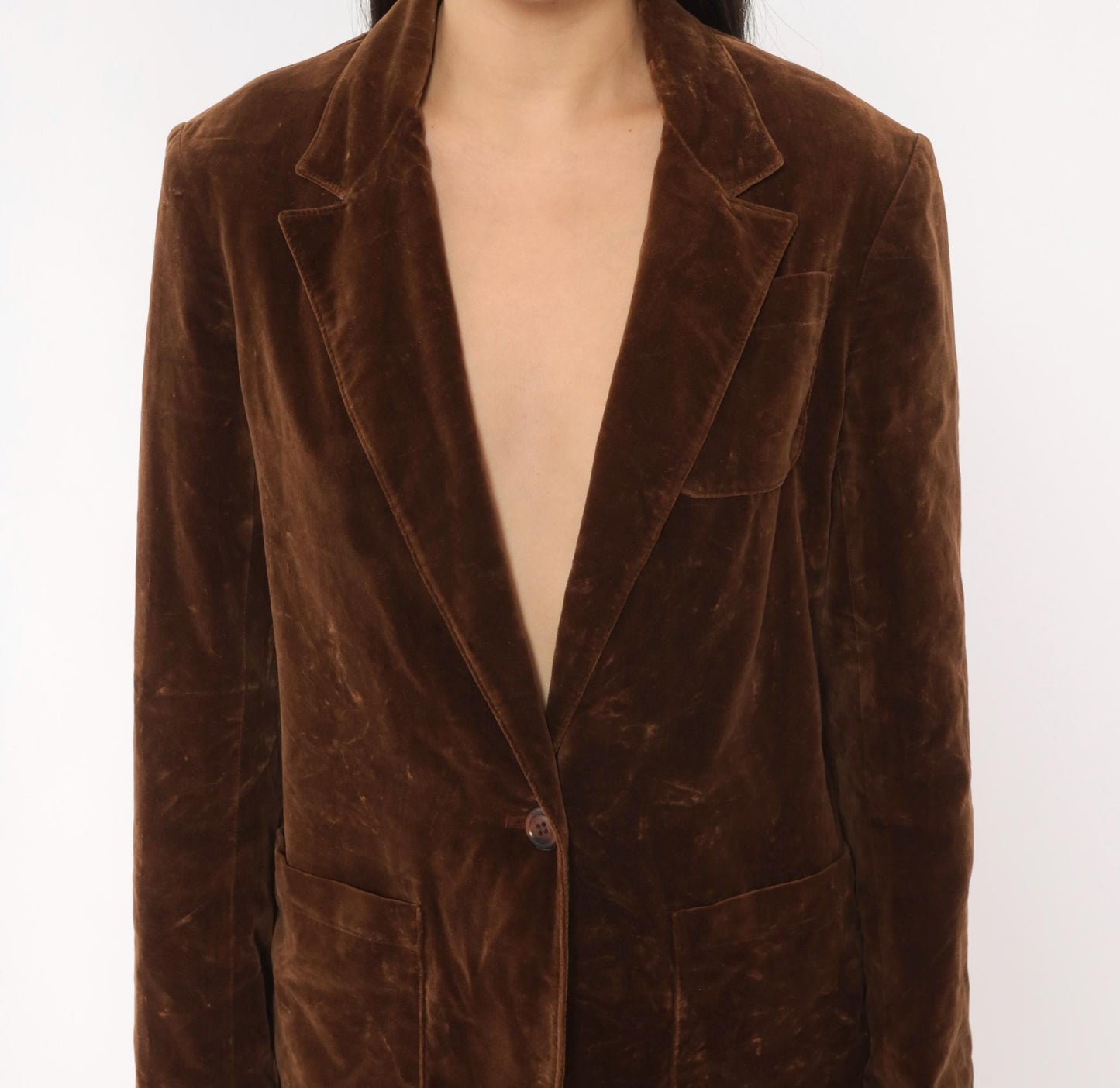 70s Swallowfish Velvet Blazer Brown Single Button Notched Lapel Small
