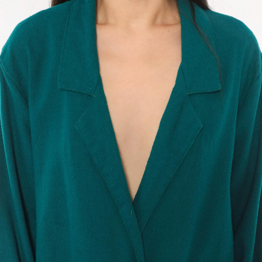 90s E.J. & Gee Teal Double Breasted Wool Blazer Notched Lapel Small