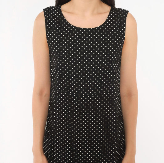 90s Jamie Brooke Black White Polka Dot Maxi Dress Sleeveless Medium