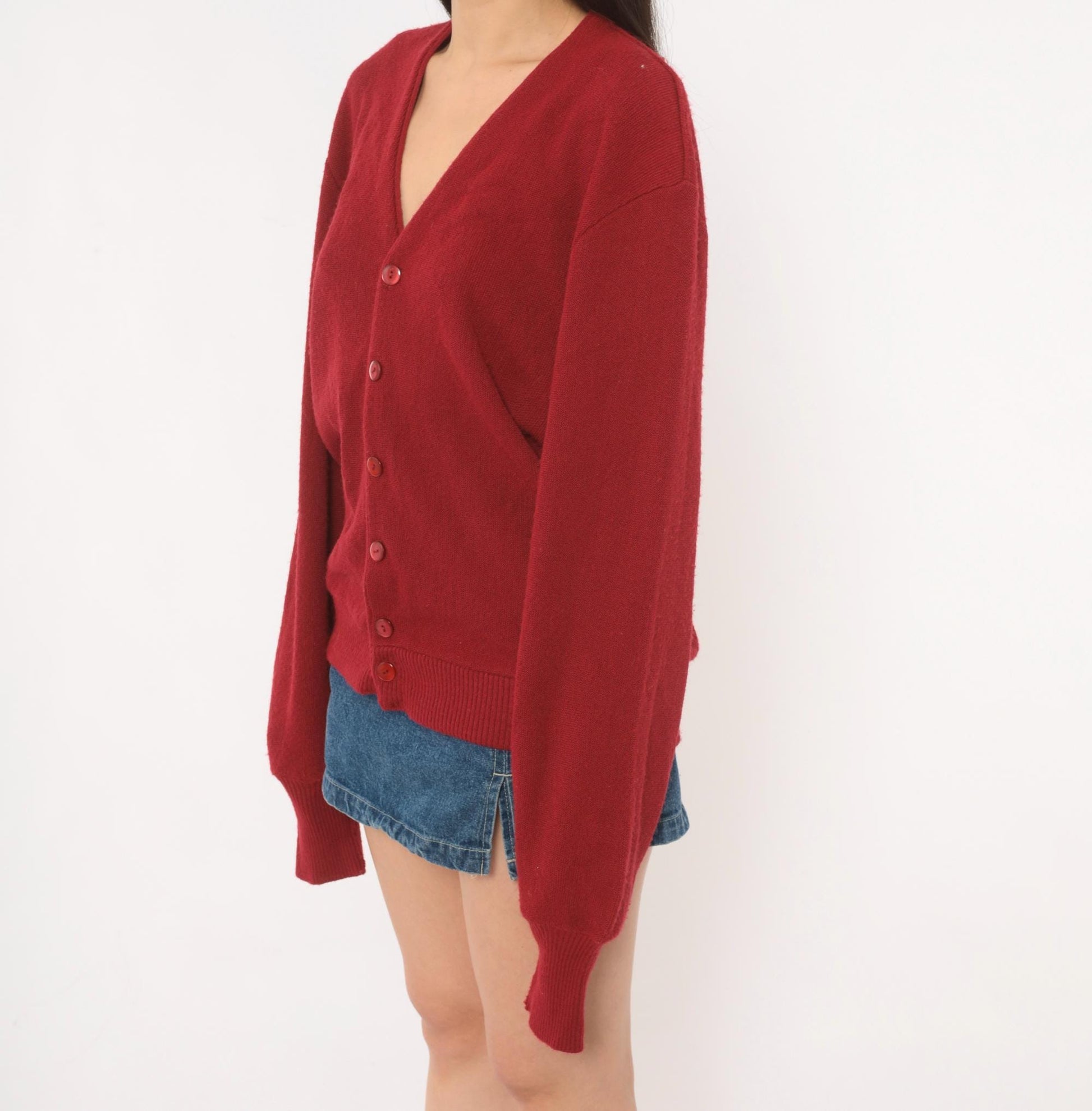 80s Arnold Palmer Burgundy Cardigan V-Neck Button Front Knit Medium