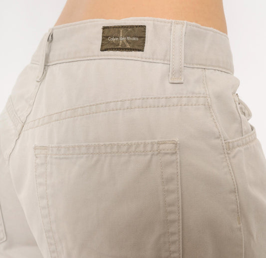 90s Calvin Klein High-Waisted Khaki Shorts Cotton Tan Medium M