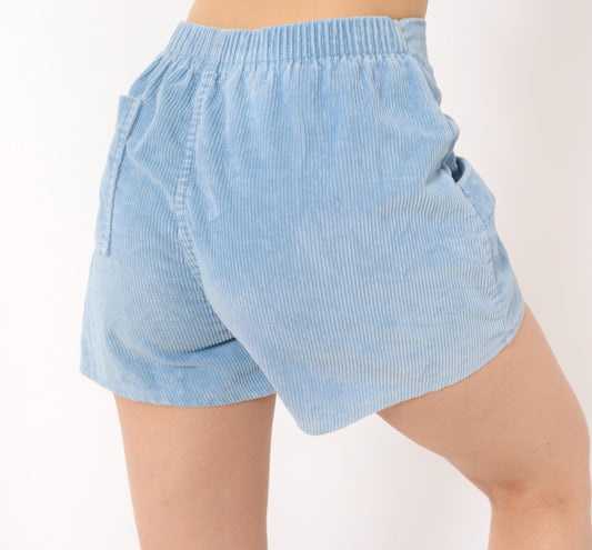 80s Ocean Pacific Corduroy Shorts Sky Blue High Waist Cotton Medium