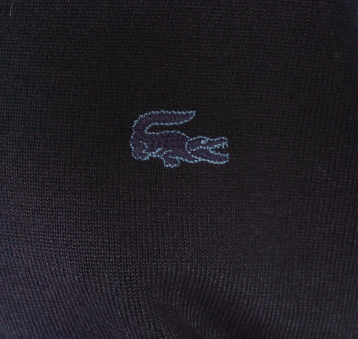 80s Izod Lacoste V-Neck Sweater Navy Wool Blend Raglan Pullover Small