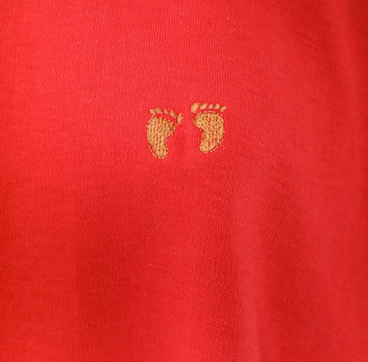80s Hang Ten Red Cropped Raglan Tee Embroidered Logo Cotton Large L