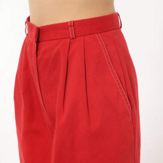 80s Country Suburbans Red Pleated Pencil Skirt Knee Length High Waist Extra Small