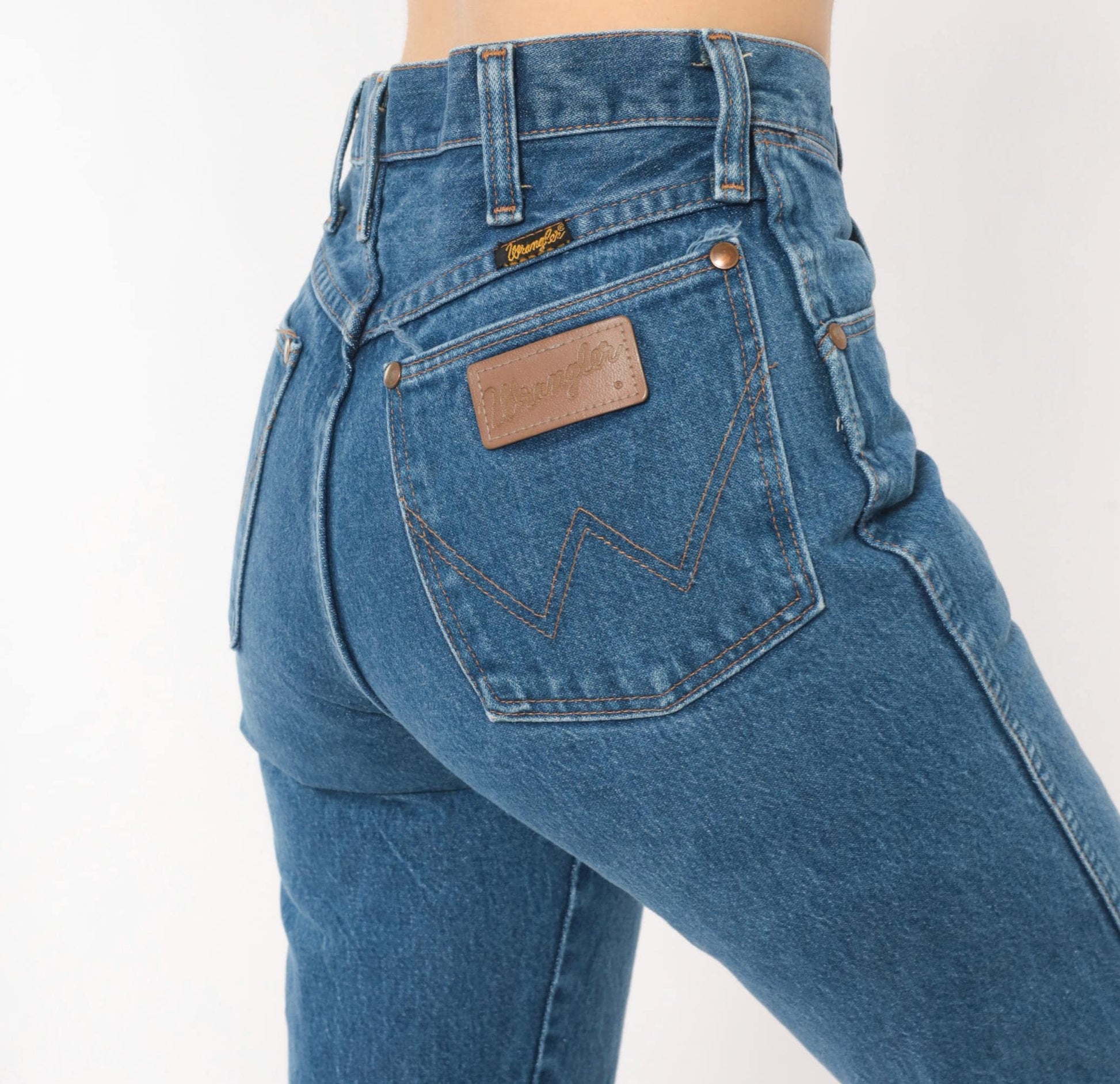 90s Wrangler High Waisted Straight Leg Jeans Medium Wash Blue Denim Extra Small XS