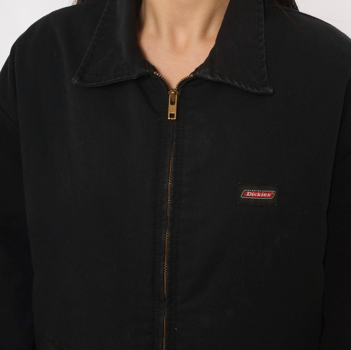 2000s Dickies Black Zip Work Jacket Canvas Utility Eisenhower Medium M