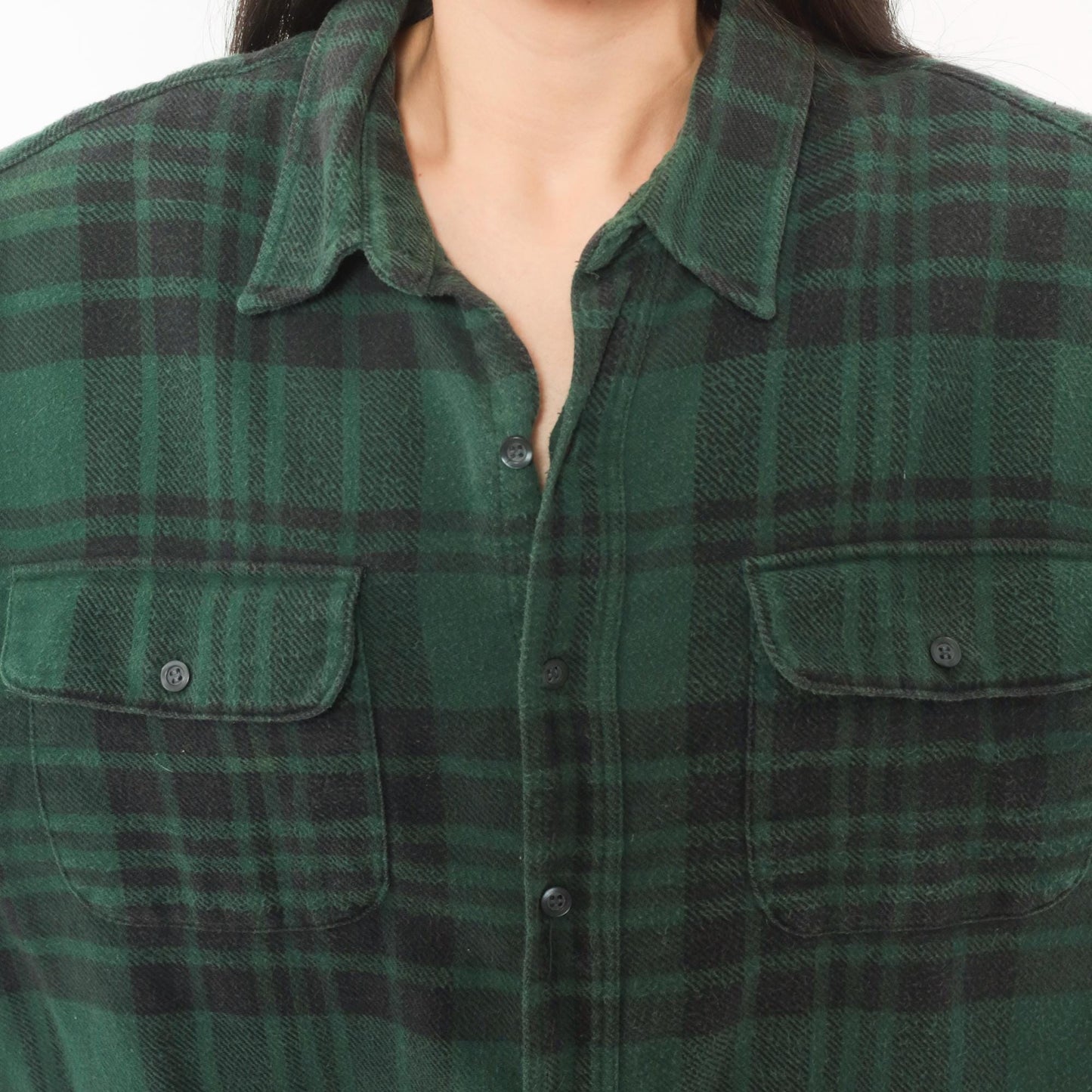 90s Gap Green Plaid Flannel Shirt Button-Up Grunge Cotton Extra Large XL