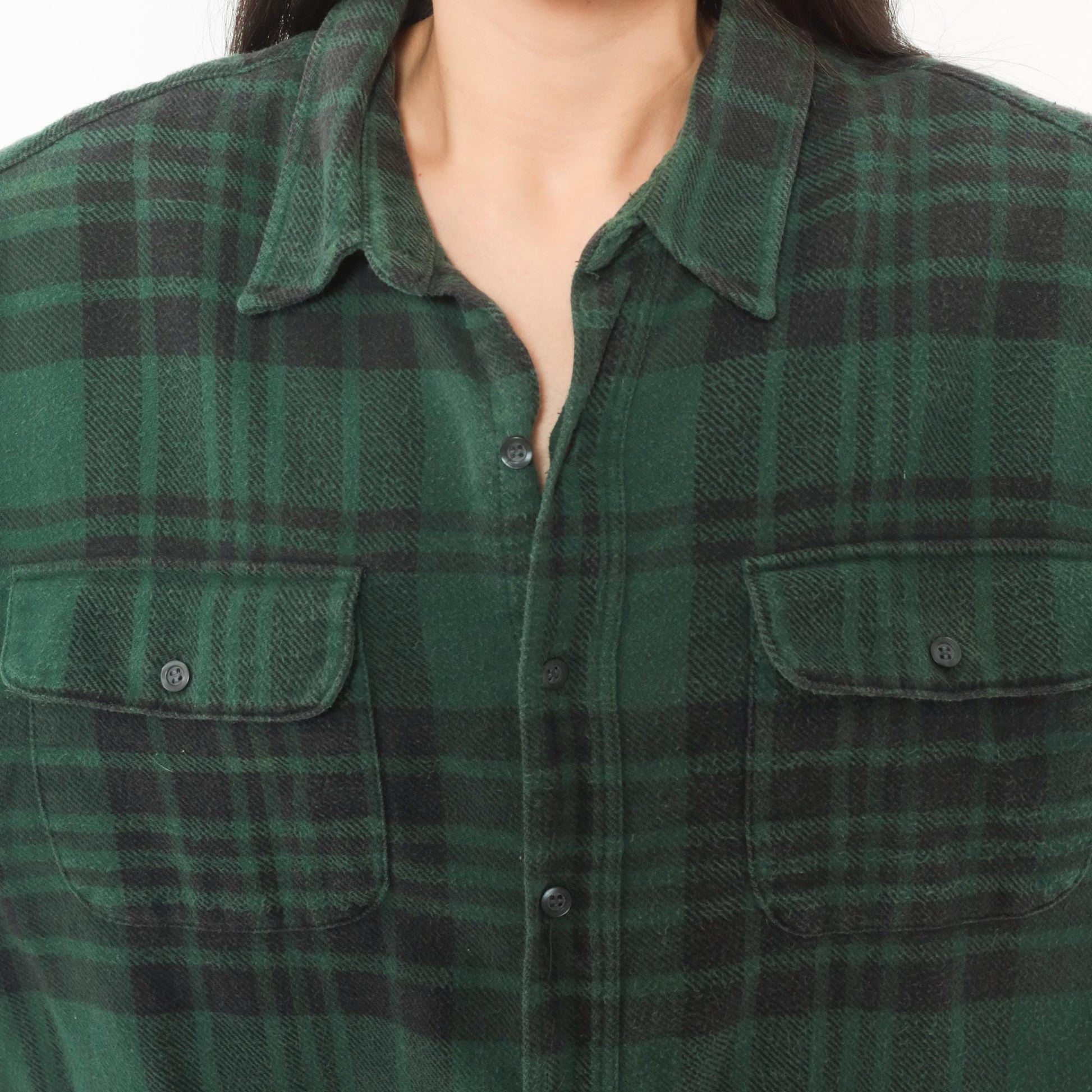 90s Gap Green Plaid Flannel Shirt Button-Up Grunge Cotton Extra Large XL