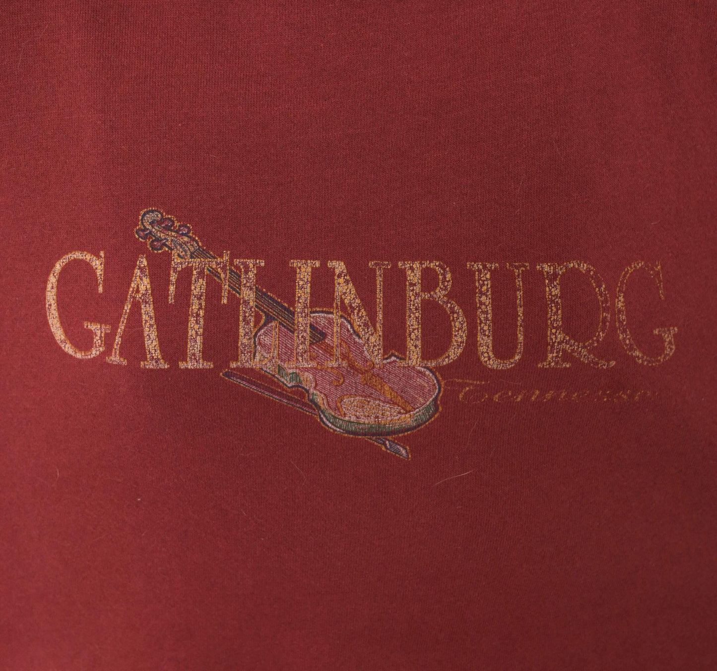 90s Santee Gatlinburg Tennessee Fiddle Sweatshirt Burgundy Crewneck Medium M