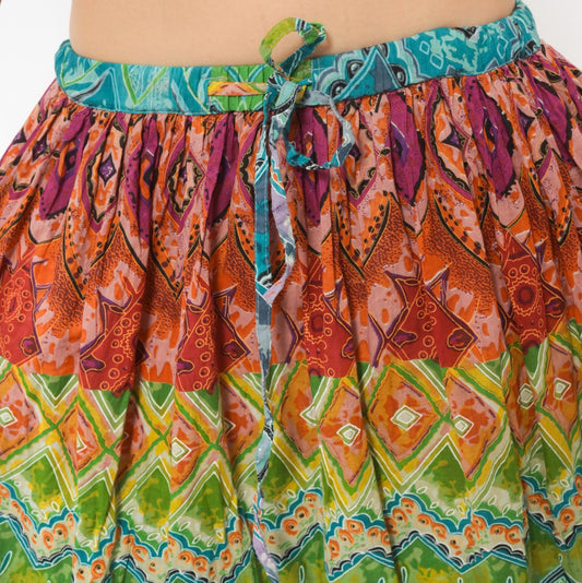 90s J Gee Rainbow Tiered Maxi Skirt Geometric Tribal Print Cotton Small