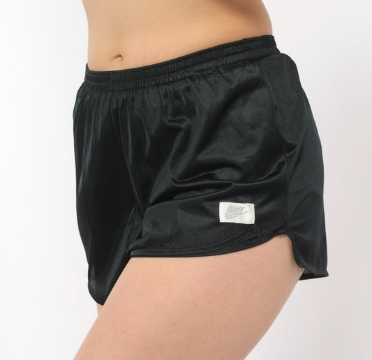 80s Nike Running Shorts Black Nylon Split Hem Athletic Extra Small XS