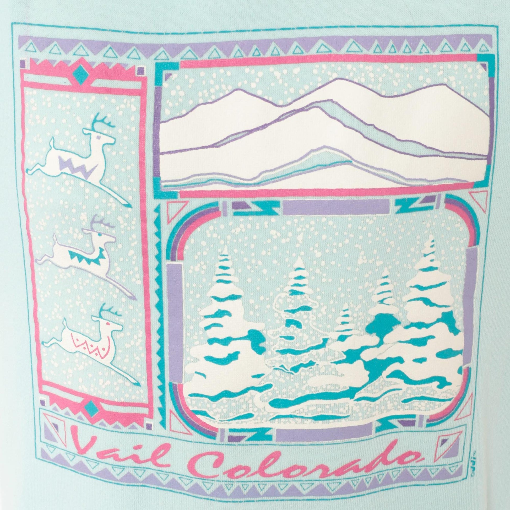90s Jerzees Vail Colorado Ski Resort Sweatshirt Mint Green Mountain Graphic Medium
