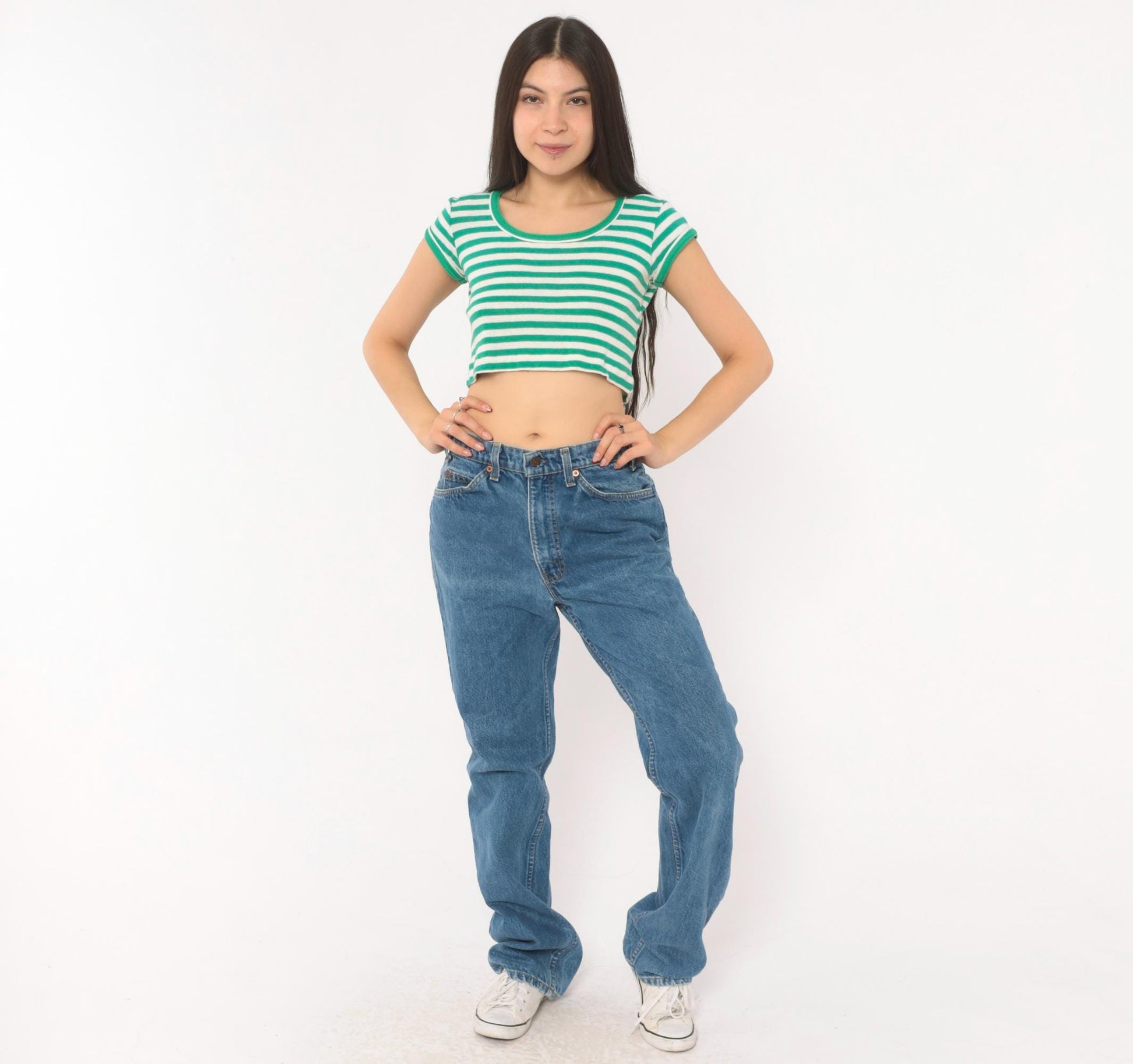 90s Levi's 517 Bootcut Jeans High Rise Medium Blue Denim Large 34