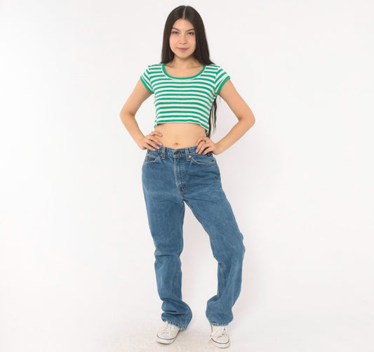 90s Levi's 517 Bootcut Jeans High Rise Medium Blue Denim Large 34