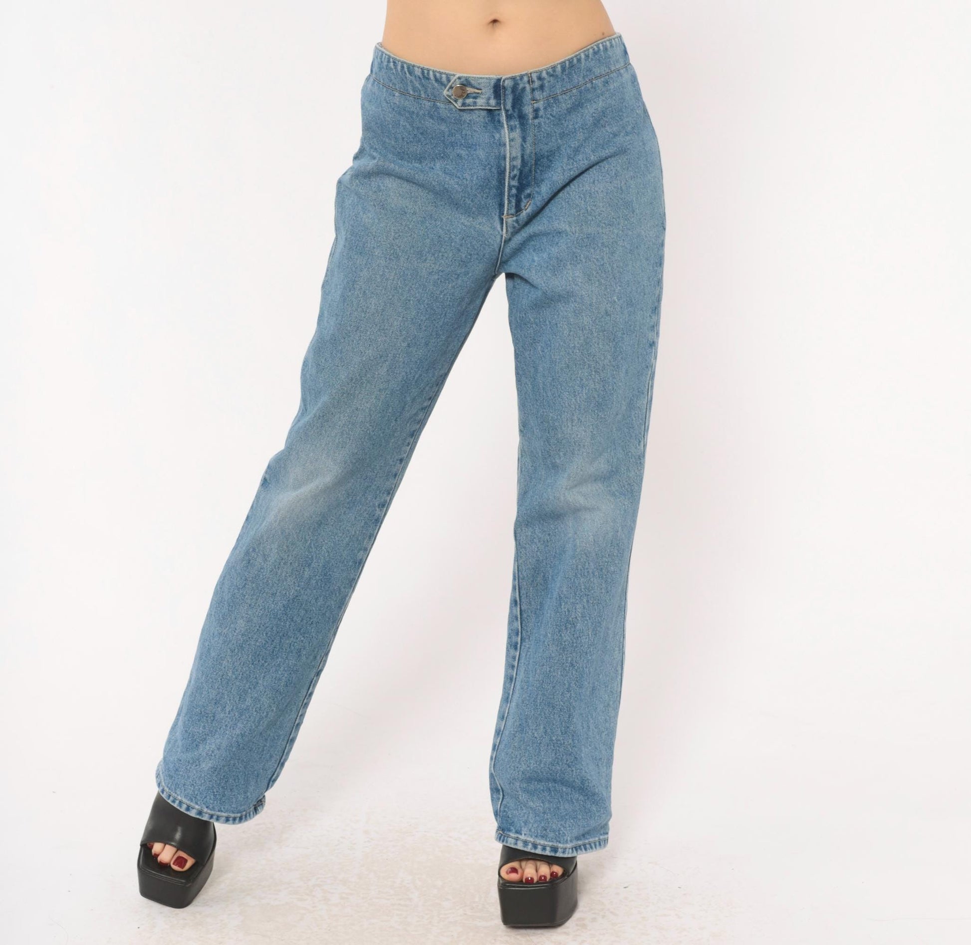 90s Paris Blues Light Wash Straight Leg Jeans Pocketless Cotton Medium