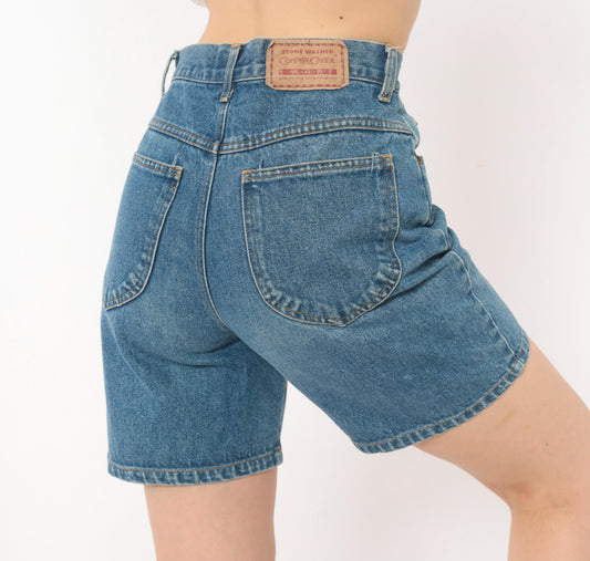 90s Copper Creek Stone Washed Denim Shorts High Waisted Bermuda Blue Small