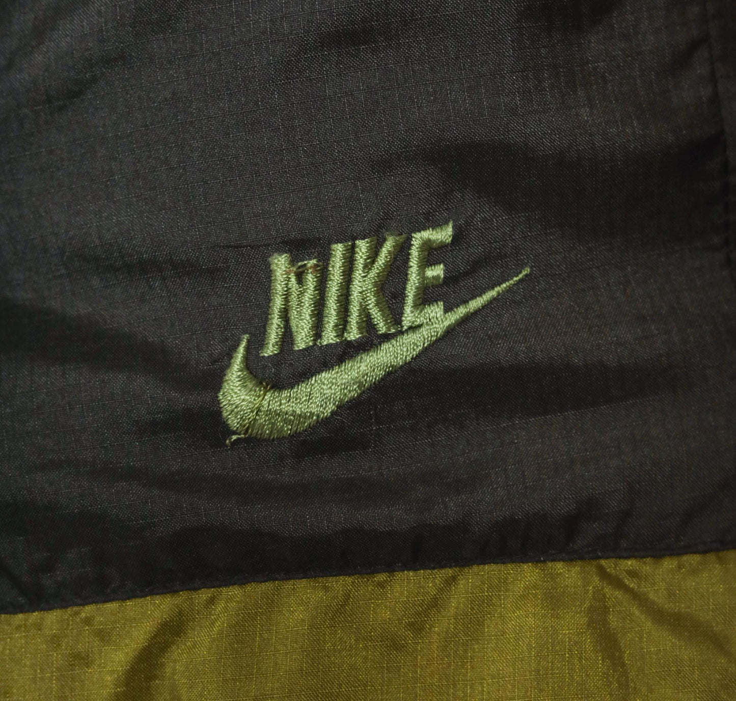 90s Nike Windbreaker Shorts Black Olive Red Color Block Medium M
