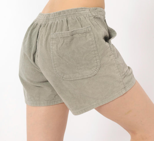 80s Stubbies Corduroy Shorts Grey Cotton Elastic Waist Medium