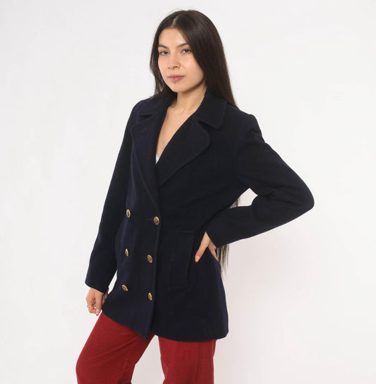 Mackintosh Navy Wool Peacoat Gold Button Double Breasted Jacket Medium M