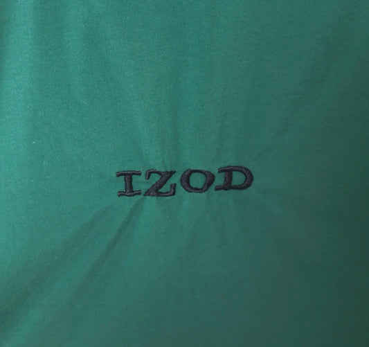 90s Izod Teal Nylon Windbreaker V-Neck Pullover Green Ribbed Medium M