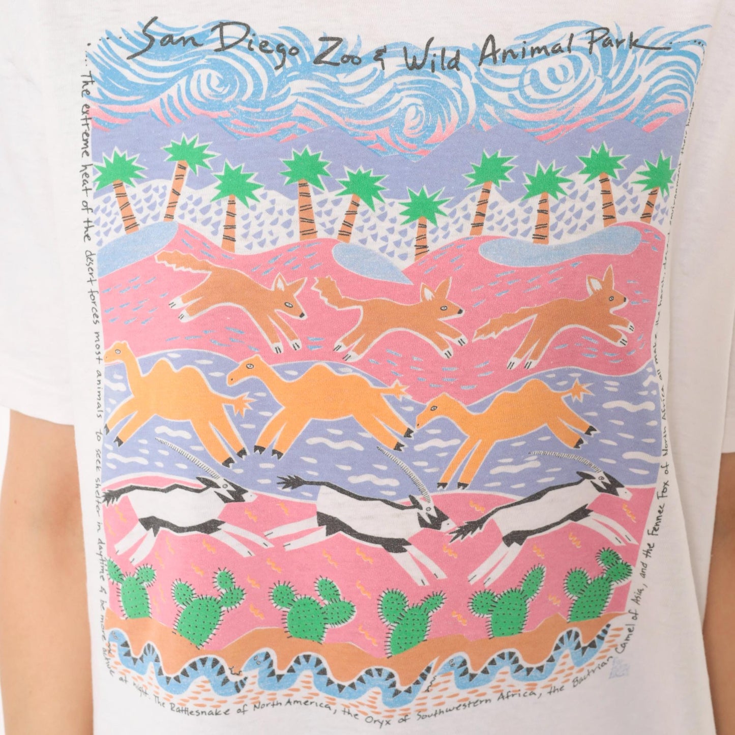 90s San Diego Zoo Wild Animal Park Graphic Tee Hanes Beefy T White Cotton Large
