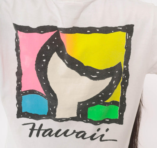 90s Softee Teejays Hawaii Whale Tail Graphic Tee White Cotton Medium