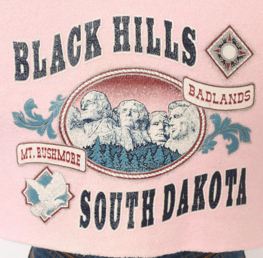 90s Mount Rushmore Cropped Sweatshirt Pink Black Hills South Dakota Medium Large