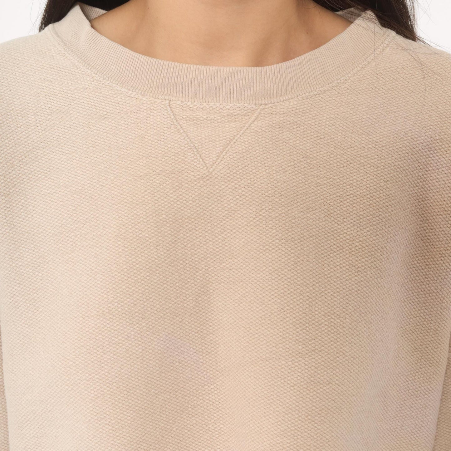 90s Lands' End Cropped Sweatshirt Tan Cotton Raglan Small