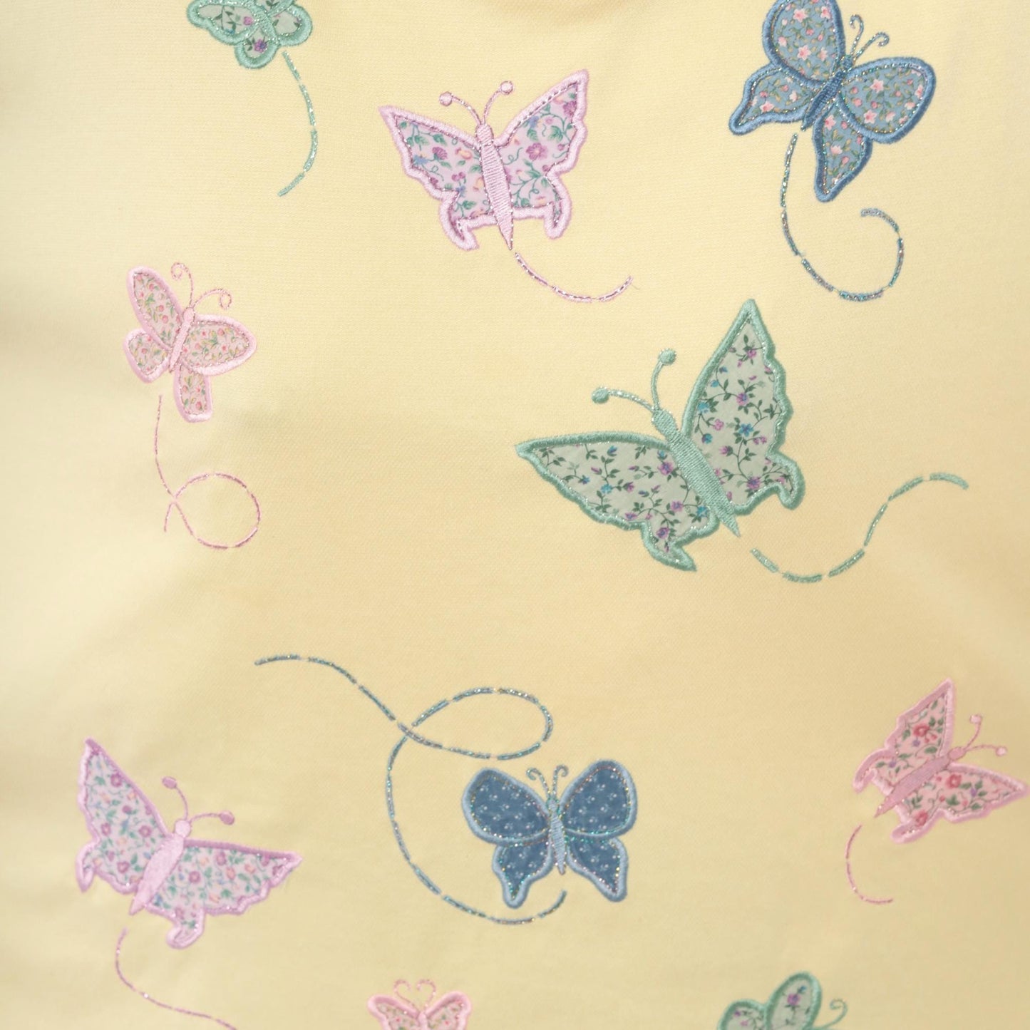 90s Bonworth Butterfly Applique Top Yellow Cotton Crew Neck Extra Large XL
