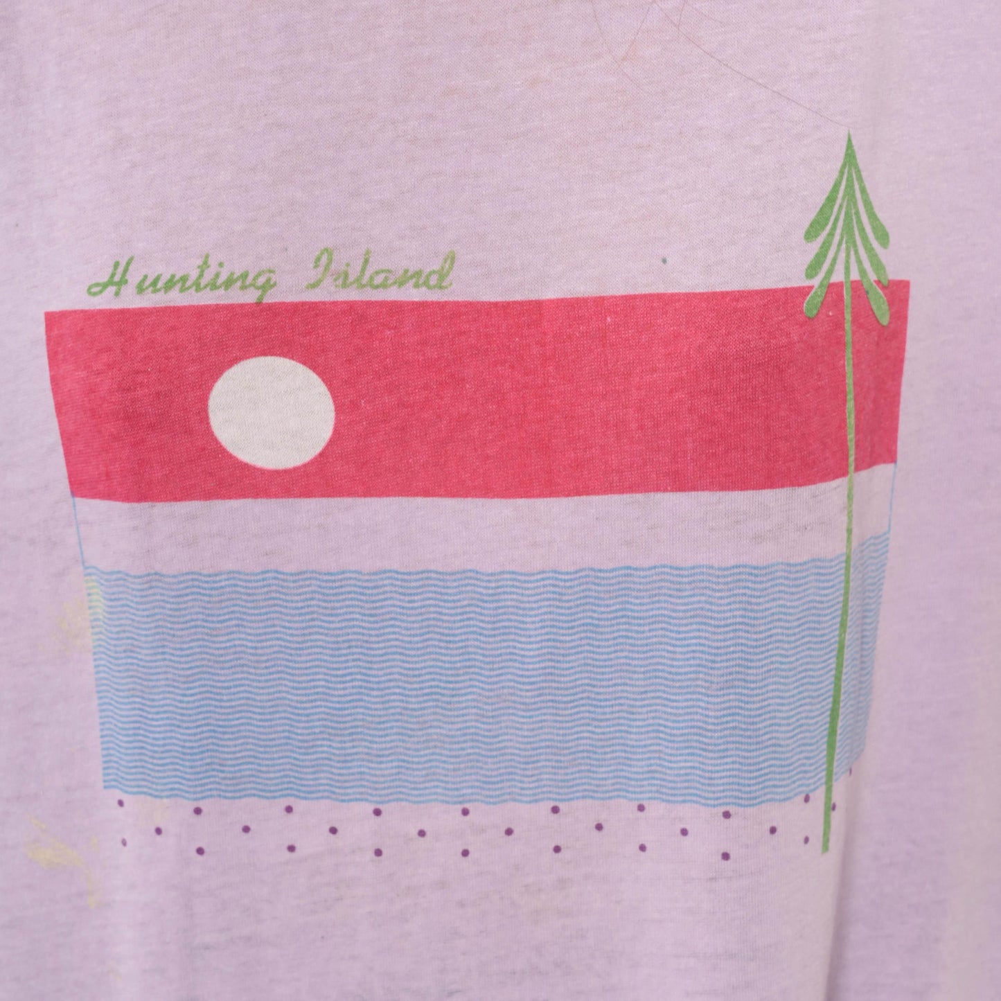 80s Hunting Island Graphic Tee Lilac Purple Sunset Beach Cotton Extra Large XL