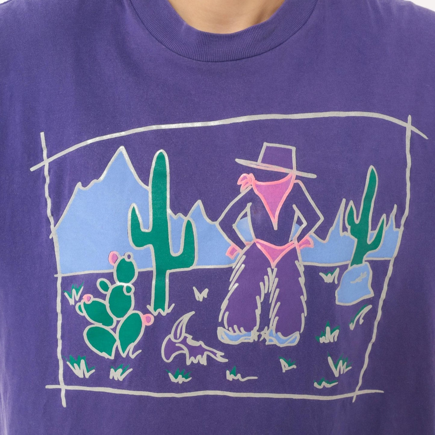 90s Murina Purple Southwestern Cowgirl Cactus Graphic Tee Cotton Large