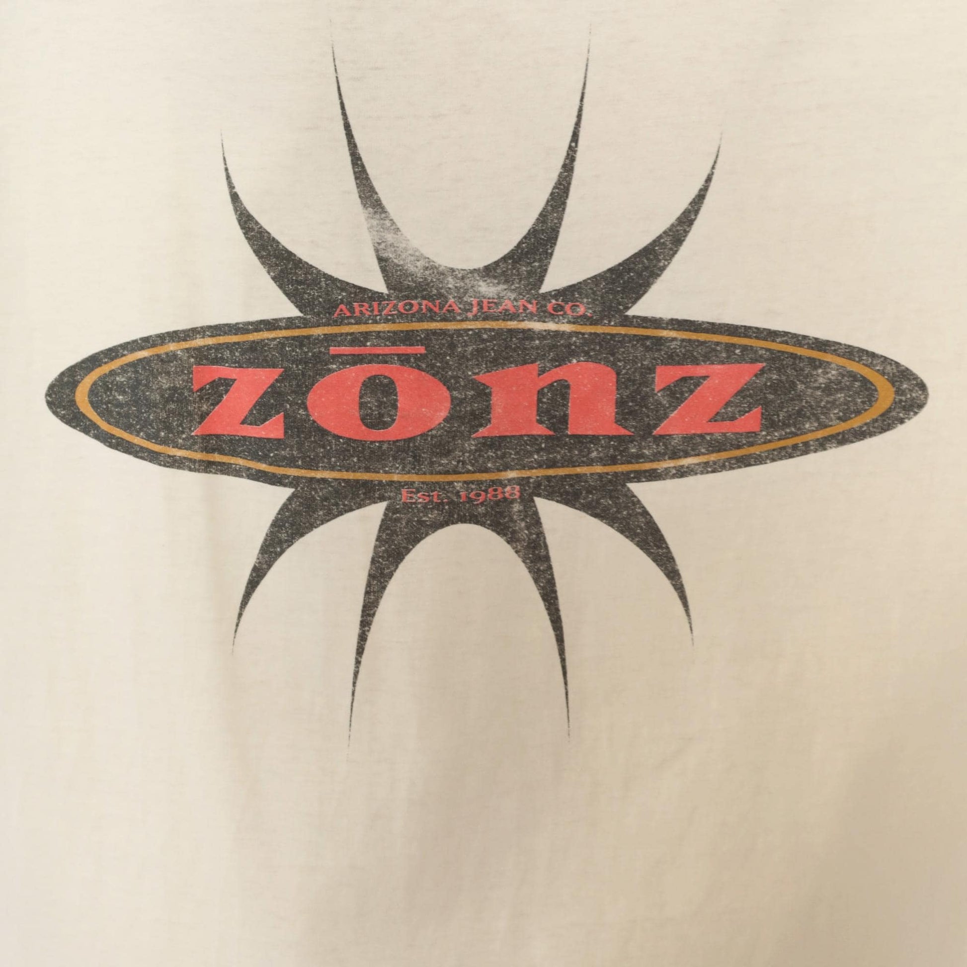90s Arizona Jean Co Zonz Graphic Tee Cream Cotton Distressed Extra Large XL