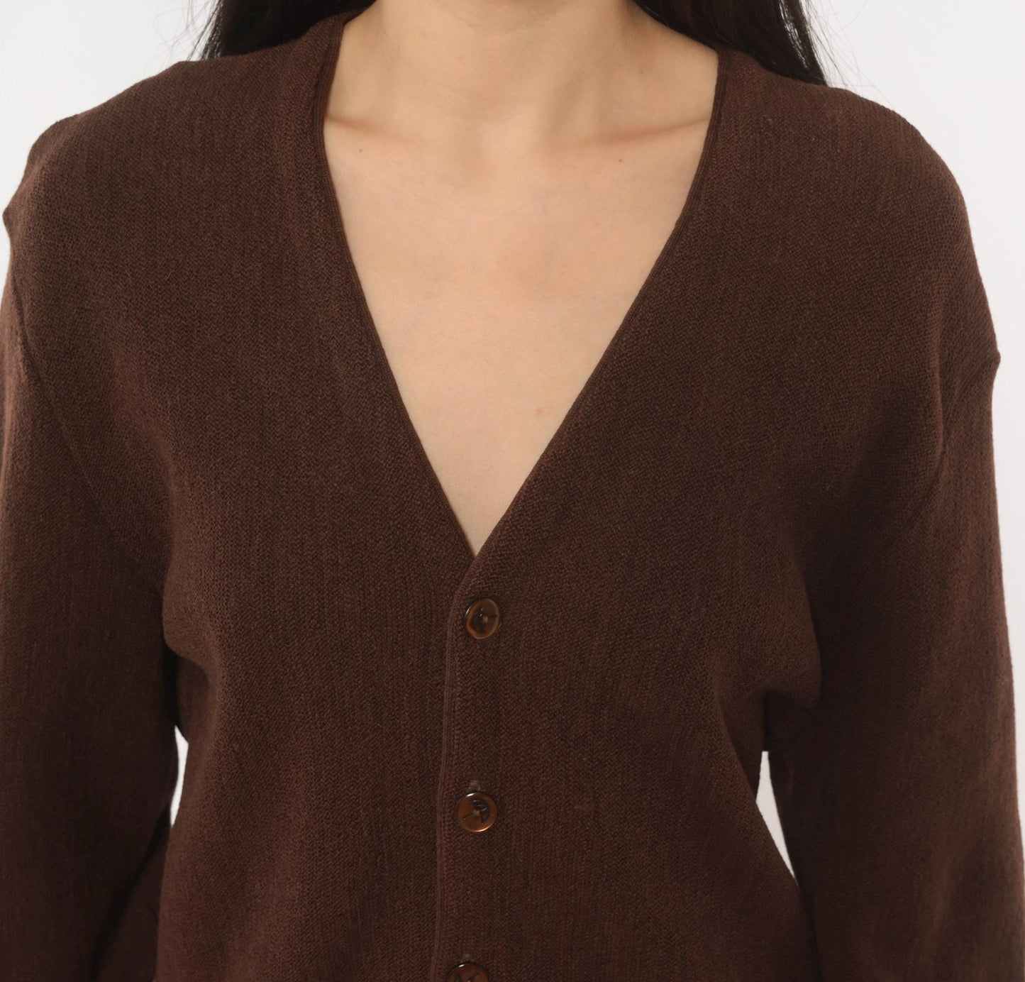 80s Arnold Palmer Wool Cardigan Chocolate Brown V-Neck Button Front Medium