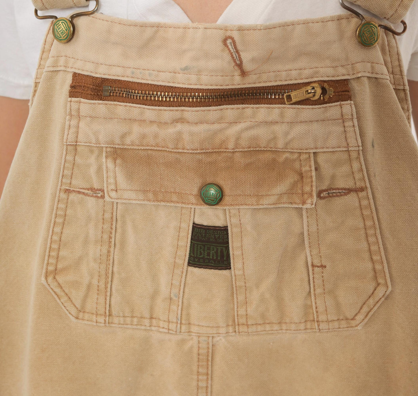 90s Liberty Canvas Bib Overalls Tan Workwear Unisex Large